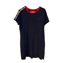 Tommy Hilfiger Women’s Navy Short Sleeve Logo Tape T-Shirt Dress Size L - $22.50