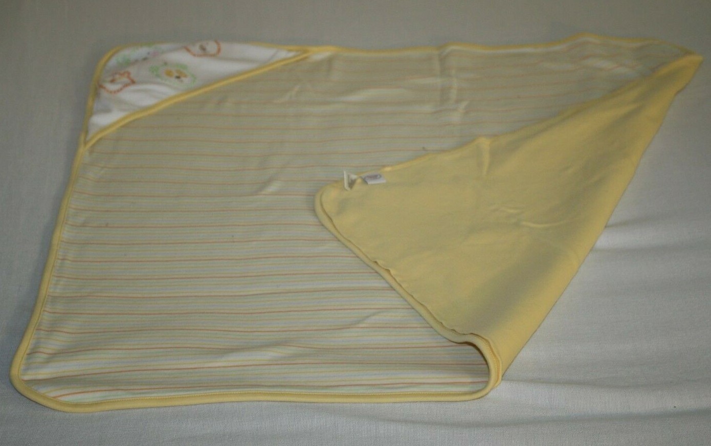 Talbots Baby Receiving Blanket Striped Yellow Monkey Animals Soft Swaddle 2 Ply Item image 7