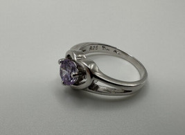 Sterling Silver Amethyst Heart Ring Size 7 - £15.50 GBP