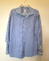 Peter Millar Seaside Finish Men Button Down Dress Shirt Size XL Large Blue Plaid - £12.41 GBP