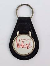 Vintage Plymouth Volare black leather Keychain FOB metal coin back - $10.29