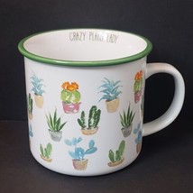 World Market Crazy Plant Lady White Green 10 oz. Ceramic Coffee Mug Cup - $14.37