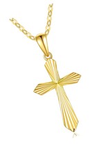 14K Gold Cross Necklace for Women, Solid Classic Day - £604.10 GBP