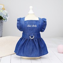INS Style Small Dog Skirt Embroidered Letters Dogs Jean Dress For  Cat Harness C - £50.36 GBP