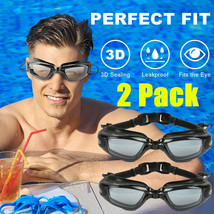 2Pc Men Women Swim Goggles Waterproof Pro Anti-Fog Uv Swimming Glasses Leak Free - £19.29 GBP