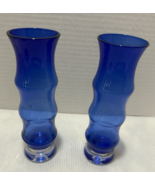 TWO SCANDINAVIAN STYLE COBALT BLUE BUBBLE VASES - €8,09 EUR