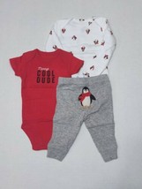 Carter's 3 Piece Set for Boys 3 6 or 9 Months Penguin Cool Dude - $2.99