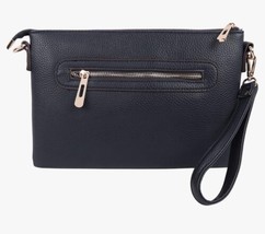 RIAH FASHION Black Vegan Leather Convertible Large Clutch bag Purse Gold... - $18.00