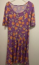 Lularoe Womens  Dress Purple W/ Orange Flowers Print XL Bust 38” 40” Length  42” - £7.44 GBP