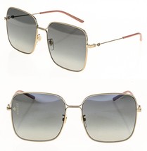 GUCCI Authentic 0443 Gold Gray Square Aviator Metal Retro Sunglass GG0443S 002 - £296.70 GBP