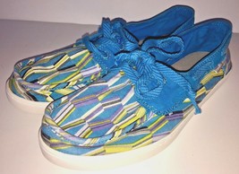Sanuk Boat Shoes Womens Blue Comfort Funky Slip On Sidewalk Surfers Pair... - $25.18