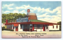 Postcard Bill Wood&#39;s Triple XXX Famous Foods Waco Texas Duncan Hines Approved - £4.40 GBP