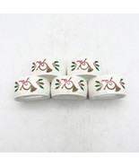 X5 Christmas Napkin Rings Ceramic White French Horn - £19.76 GBP