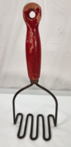 Vintage Steel Potato Masher With Red Round Hard Wood Handle 9-1/2&quot; Tall ... - £9.15 GBP