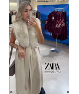 ZARA BNWT 2025. ECRU WOOL FAUX FUR COLLAR WAISTCOAT GILET. 8491/261/712 - €159,86 EUR
