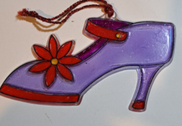 Stained glass looking Ladies Shoe ornament window  suncatcher 5 inch acrylic - £5.58 GBP