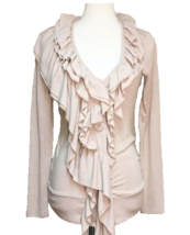 Boston Proper Cardigan Size Medium Asymmetrical Waterfall Ruffles Sweate... - £11.08 GBP