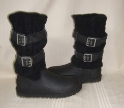 UGG  Cassidee Black Tall Cable Knit Boots Size US 7,EU 38 NEW #1007691 - £79.05 GBP