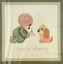 Dale Burdett Country Cross Stitch BIRTHDAY PALS Bear and Dog  6X6 in. Ki... - $11.09