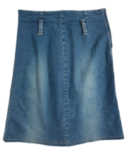 Women&#39;s Vintage Midi Denim Skirt Side Zipper Belt Loops 100% Cotton Size... - £11.89 GBP