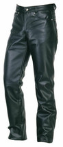 Mens Leather Jeans Pants Trouser 5 Pockets Cow Leather Black 501 style S... - $112.55