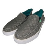 Sanuk Shoes Mens Gray Woven Canvas Loafers Sidewalk Surfer Baseline Chec... - £62.39 GBP