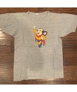 Mighty Mouse Champion Graphic T-shirt Gray Yellow Heathered Crew Neck Tee L - $39.59