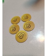 Monopoly Gamer Mario Kart 5 Gold Coin Set Of 5 Replacement Part - $3.00