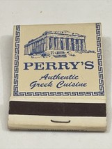 Front Strike Matchbook Cover Perry’s Authentic Greek Cuisine Pompano Bch FL gmg - £9.78 GBP
