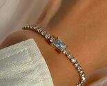 18K Gold plated brass Emerald CZ diamond Tennis chain Bracelet women - $34.00