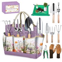 9-Piece Heavy-Duty Garden Tool Set with Floral Tote - Perfect Gift for G... - $60.34