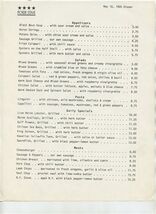 4 Star Dinner Menu 1985 - $9.90