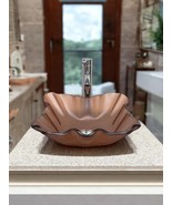 Modern Bronze Silky Brown Translucent Tempered Glass Vessel Sink Above C... - $129.00