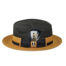 Men's Bruno Capelo Belvedere 2-Tone Straw Style Fedora Hat BD971 Black/Gold image 6