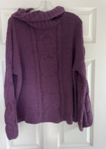 Seven7 Womens Purple Chenille Turtleneck Pullover Sweater Size Large - £43.28 GBP
