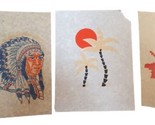 Lot of 3 Vintage Iron On Heat Transfers Indian Chief Sunset Deer Head - £9.76 GBP