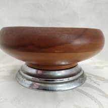 3 Tv. MCM Wood Bowls Beautifully Carved W/Chrome Pedestal 6&quot;X3&quot; - £18.12 GBP
