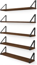 Wallniture Ponza Floating Shelves For Wall, 24&quot; Floating, Walnut Set Of 5 - £52.11 GBP