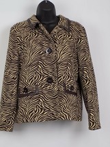 JM Collection Jacket Petite L Women&#39;s Long Sleeve Stretch Brown Safari 3 Button - £7.81 GBP