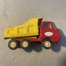 Vintage Tonka Mini 5&quot; Red &amp; Yellow Dump Truck Metal Pressed Steel - $17.95