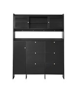 Black Multifunctional Shoe Cabinet, Hall Tree &amp; Storage w/Hooks - $7,266.75 MXN