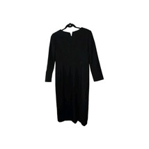 Vintage JG Hook Black Lined Size 10P Petite Shift Dress 100% Wool Long S... - $17.99