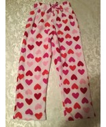 Girls-Size 6-6X-Large-soft plush pajamas pants.Pink hearts - £10.20 GBP