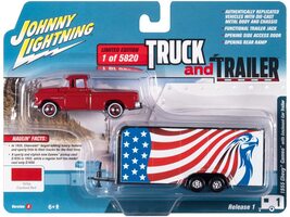 Johnny Lightning - 1955 Chevy Cameo w/Enclosed Car Trailer - $503.35 MXN