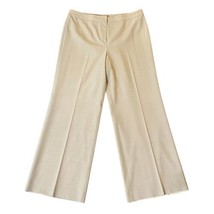 St John Camel Flat Front Wide Leg Trousers Silky Lined Pants Size 12 - $99.99