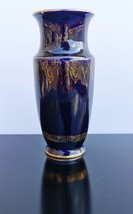 Vintage Lomonosov LFZ Blue Cobalt and Gold Porcelain Vase Soviet Russia USSR 9&quot; - £72.86 GBP
