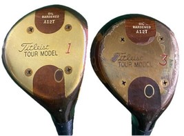 Titleist Tour Model A12T Oil Hardened Persimmon Wood Set 1w, 3w RH Stiff Steel - $99.00