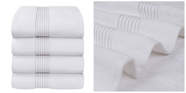 4 Pack 600 GSM Cotton Bath Towels Set 27x54 Inches - White - P01 - £62.81 GBP