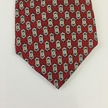 ENZO FELINI EF Mens Crimson Red Navy Vintage Neck Tie 4&quot; x 58&quot; All Silk - £9.74 GBP