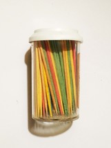 Vintage 50s Forster Colored Party Toothpicks in Original cylinder with cover image 2
